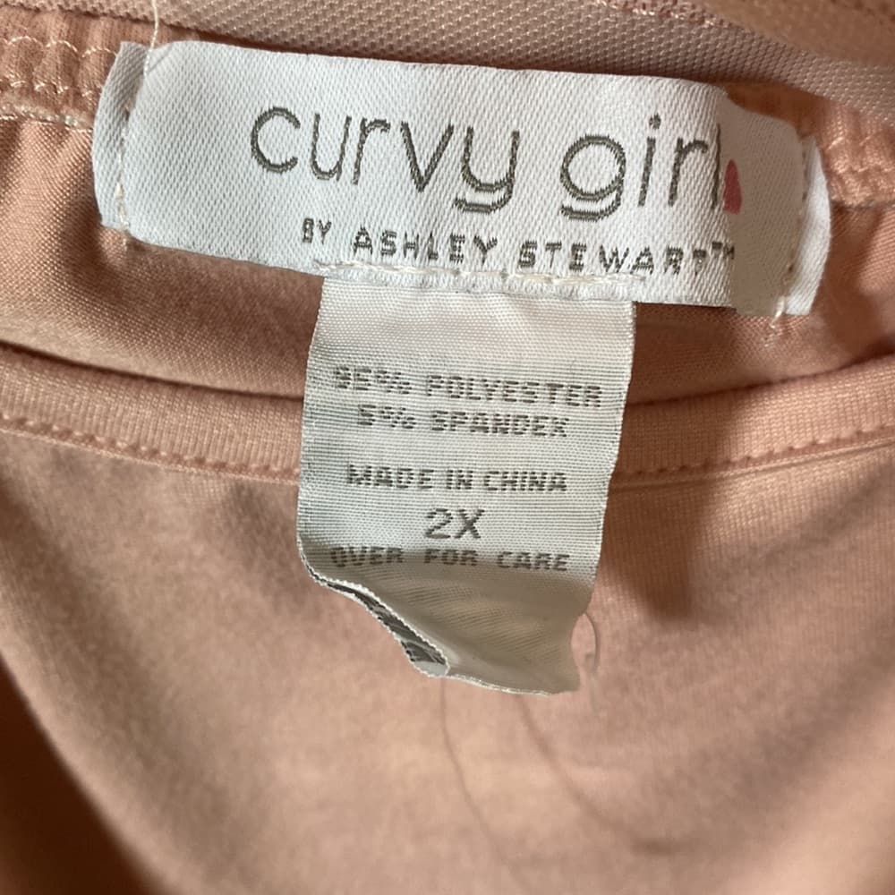 Curvy Girl Pink bodysuit with attached pink sheer long sleeve crop top - Thumbnail 2