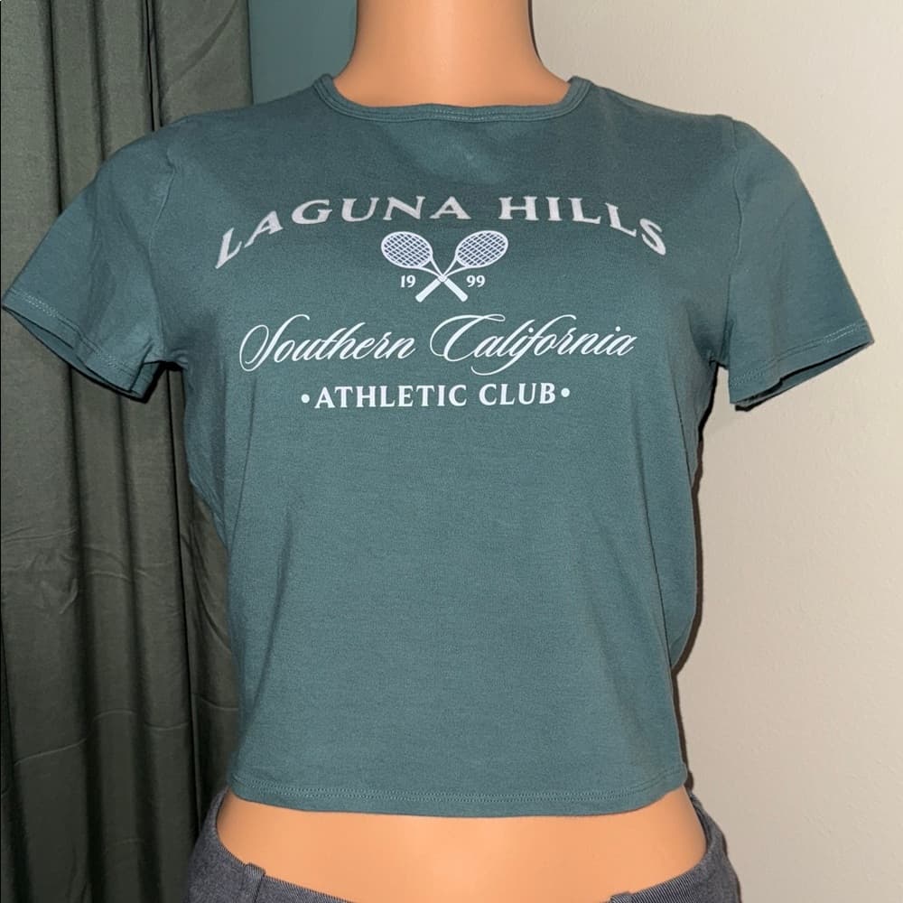 Hollister Athletic Club Women's Green Crop Top - Thumbnail 4