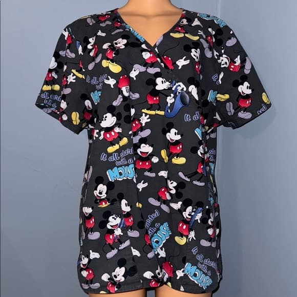 Disney Mickey Mouse Scrub Top - Size XL - Thumbnail 10