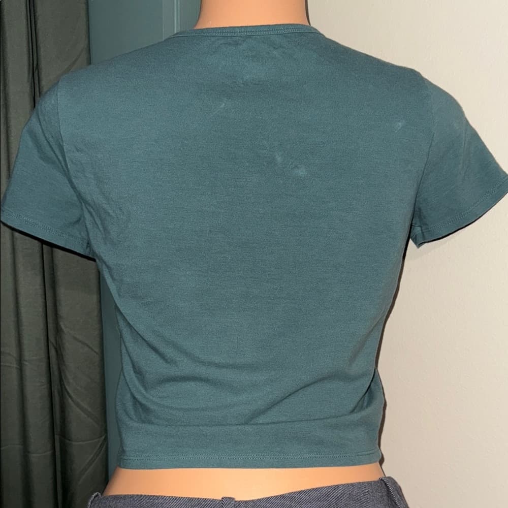Hollister Athletic Club Women's Green Crop Top - Thumbnail 2