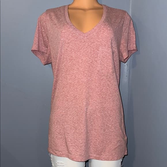 Universal Thread Heathered Pink V-Neck Tee - Thumbnail 6