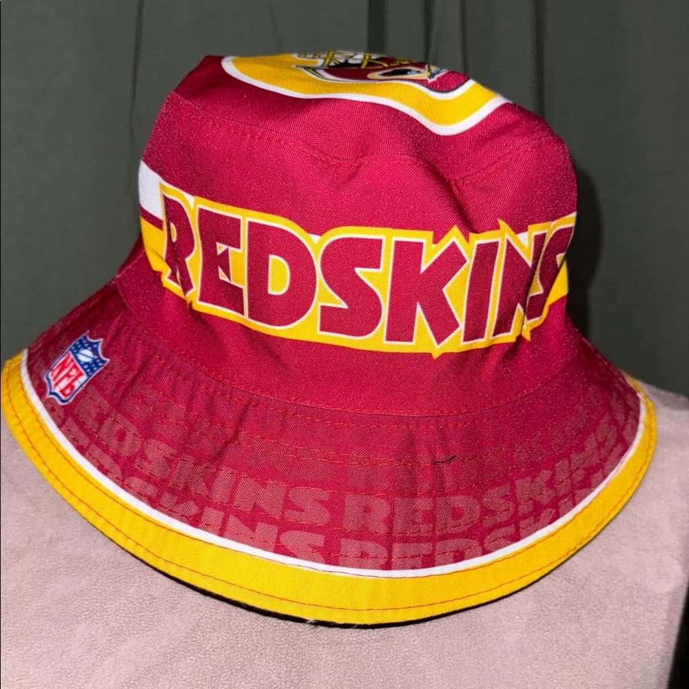 Red and Yellow Redskins Bucket Hat with Logo - Thumbnail 3