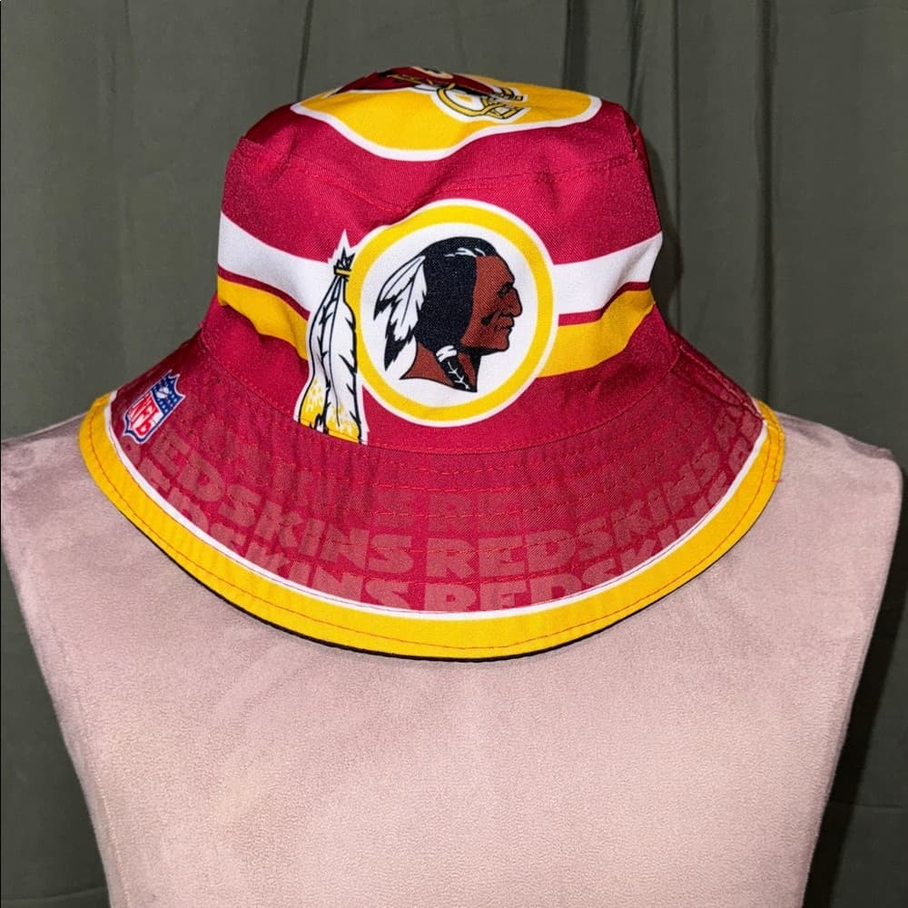 Red and Yellow Redskins Bucket Hat with Logo - Thumbnail 6