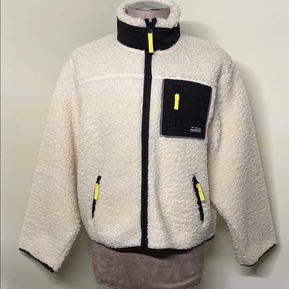 H&M Cream and Black Fleece Jacket - Thumbnail 12