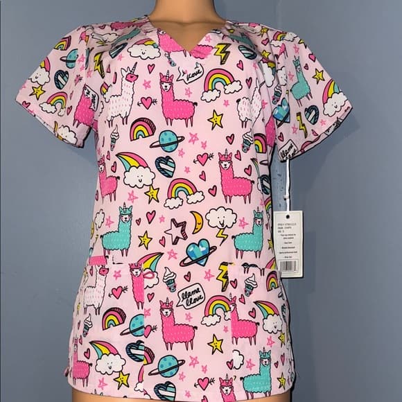 GT Performance Llama Print Scrub Top - Size Small - Thumbnail 10