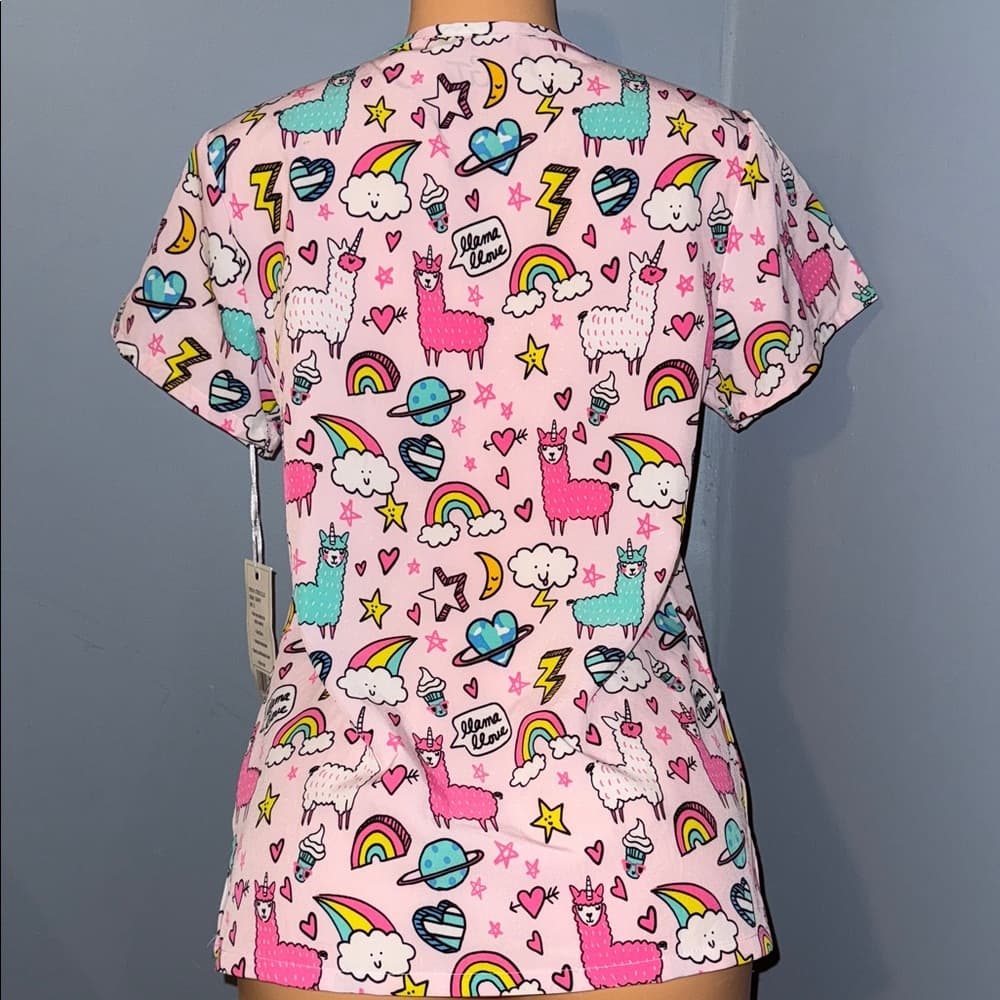 GT Performance Llama Print Scrub Top - Size Small - Thumbnail 5