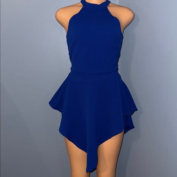 Stylish Halter-Neck Royal Blue Romper - Size Medium - Thumbnail 7