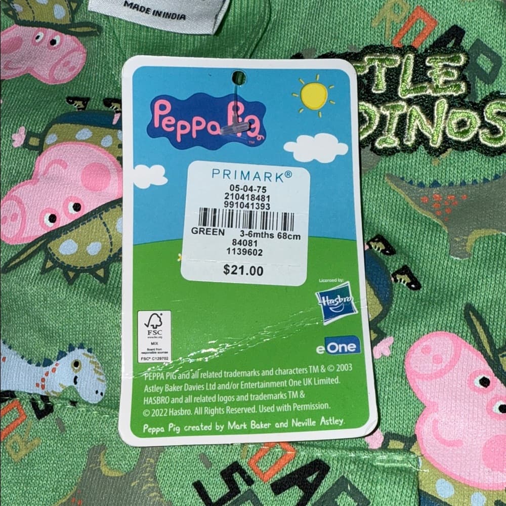 Peppa Pig Green and Pink Dinosaur Hoodie - Thumbnail 3