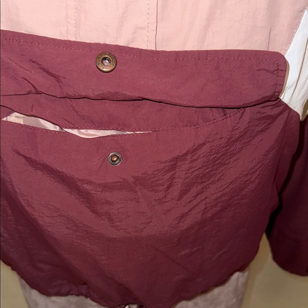 Ashley By 26 International Women's Burgundy and Beige Utility Jacket - Thumbnail 2