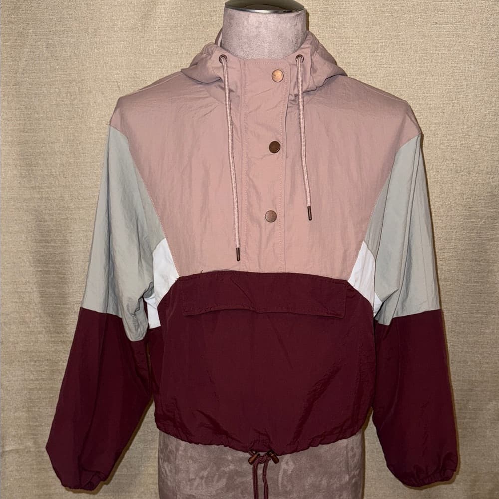 Ashley By 26 International Women's Burgundy and Beige Utility Jacket