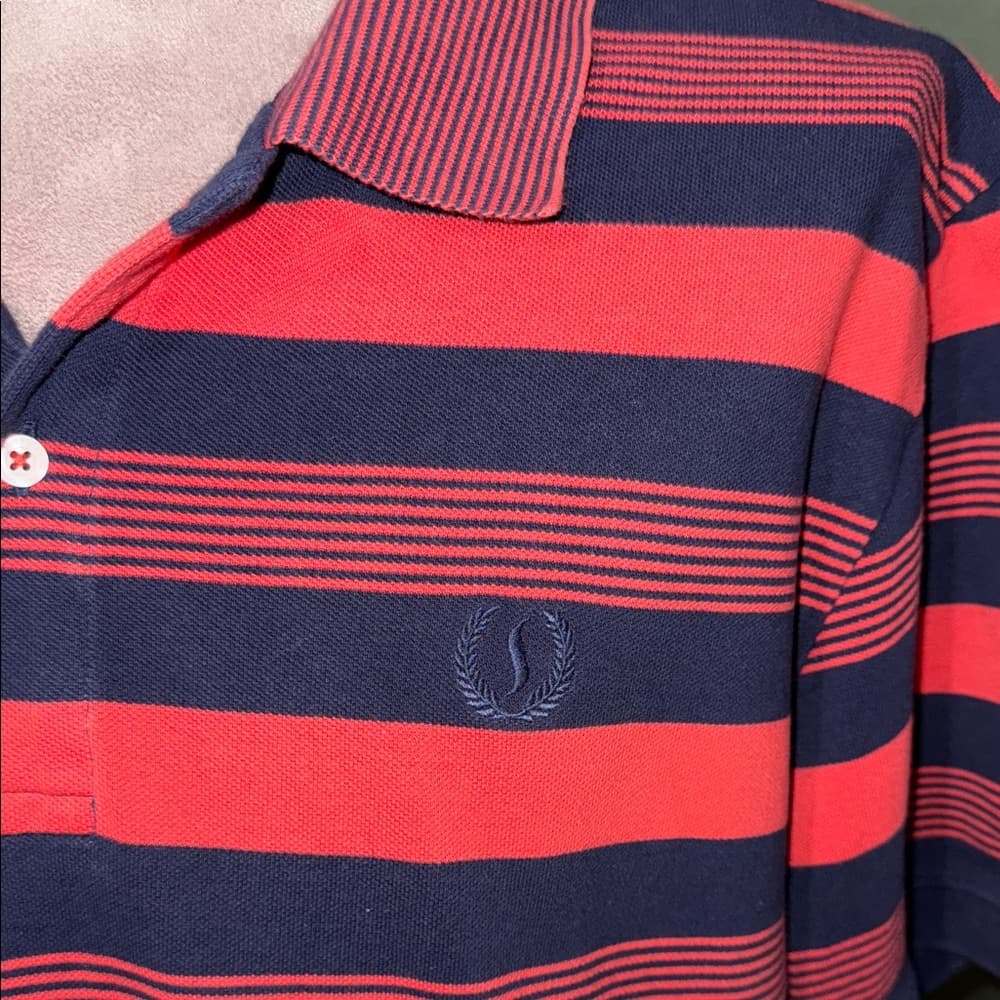 Striped Polo Shirt - Red and Navy