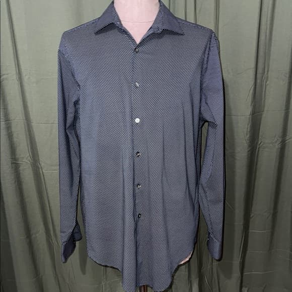 Van Heusen Dark Blue Geometric Dress Shirt - Thumbnail 5