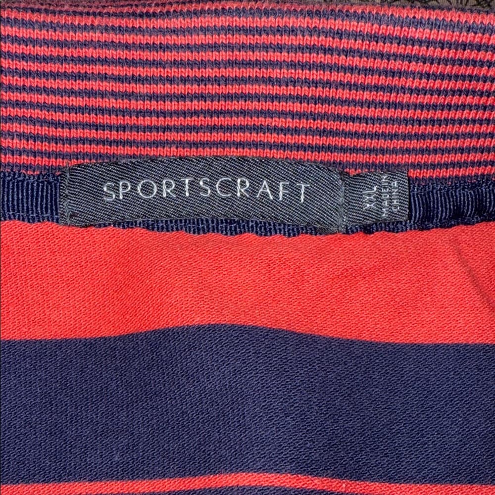 Striped Polo Shirt - Red and Navy - Thumbnail 2
