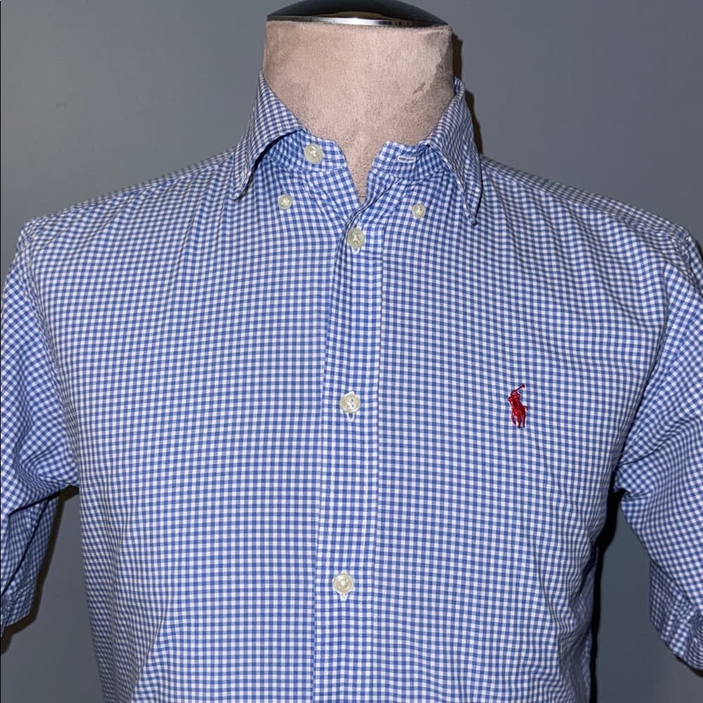 Polo by Ralph Lauren Light Blue Gingham Button Down Shirt - Size XL (20)