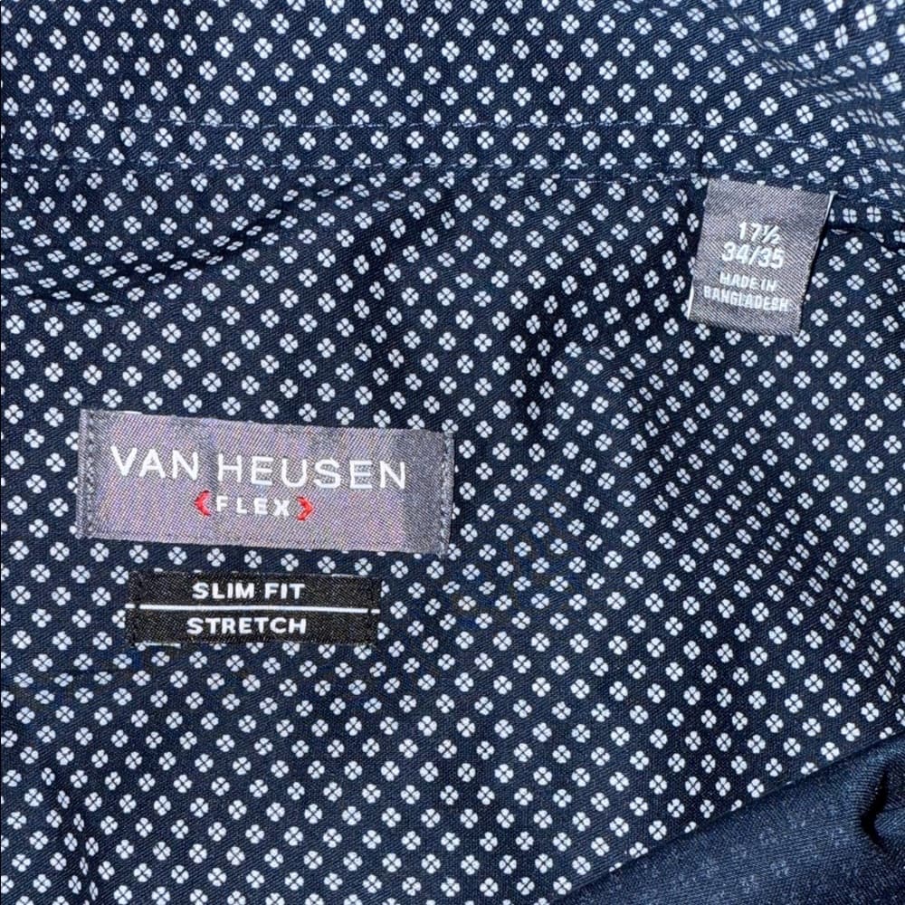 Van Heusen Dark Blue Geometric Dress Shirt - Thumbnail 3