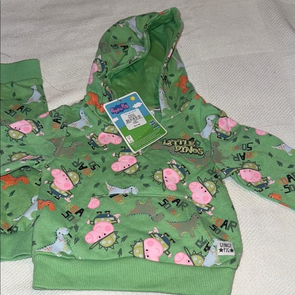 Peppa Pig Green and Pink Dinosaur Hoodie - Thumbnail 5