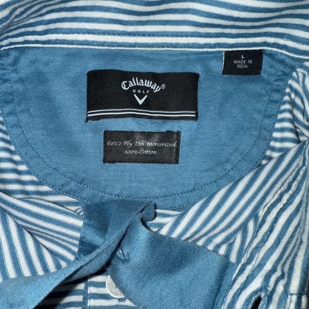 Callaway Men's Polo Shirt - Light Blue Stripes - Thumbnail 2