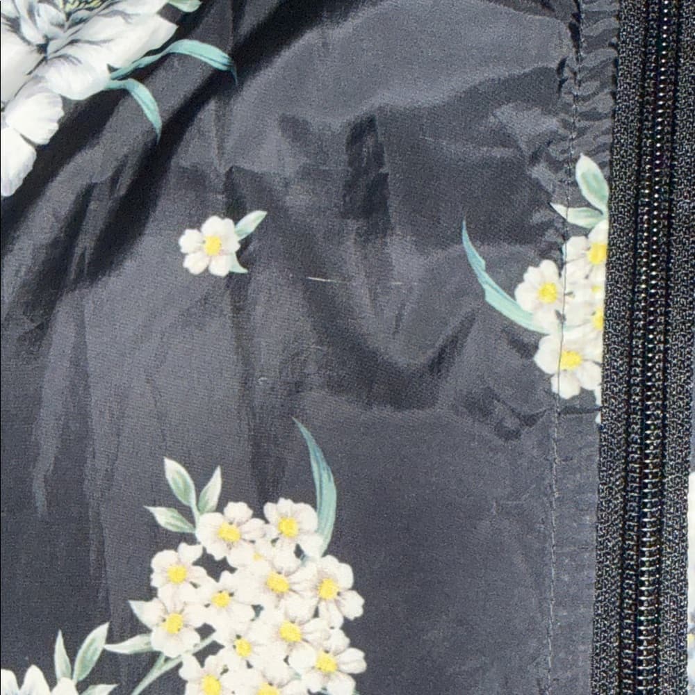 Black Floral Betsy Johnson Women's Windbreaker - Thumbnail 2