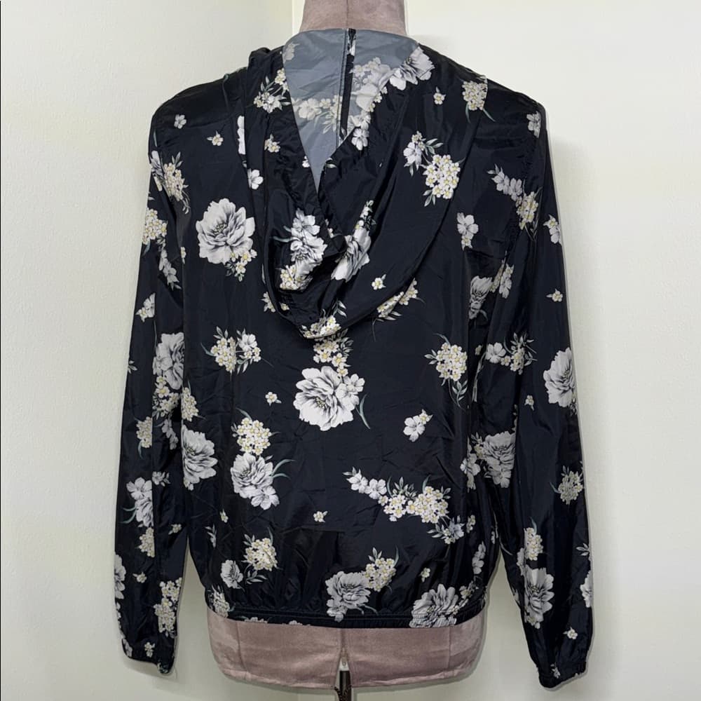 Black Floral Betsy Johnson Women's Windbreaker - Thumbnail 4