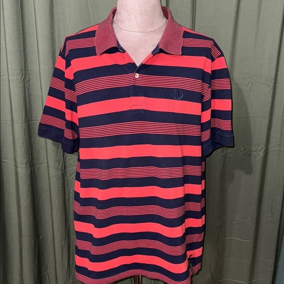 Striped Polo Shirt - Red and Navy - Thumbnail 4