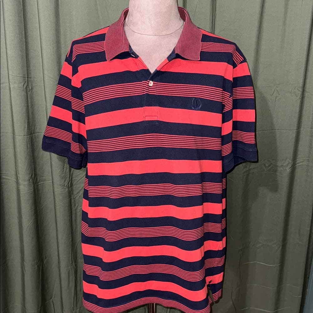 Striped Polo Shirt - Red and Navy - Thumbnail 3