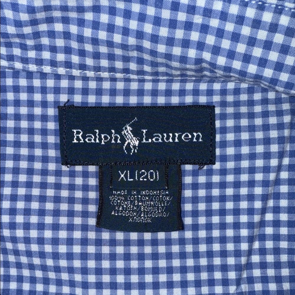 Polo by Ralph Lauren Light Blue Gingham Button Down Shirt - Size XL (20) - Thumbnail 3