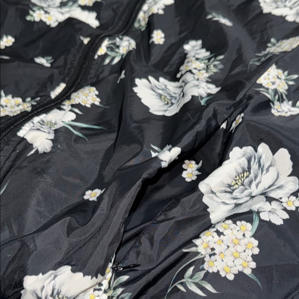 Black Floral Betsy Johnson Women's Windbreaker - Thumbnail 6