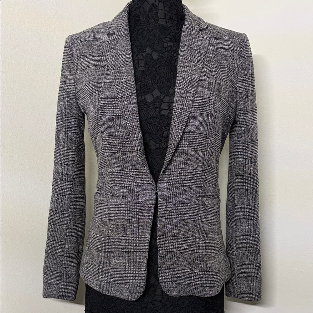H&M Classic Black and Gray Blazer - Thumbnail 11