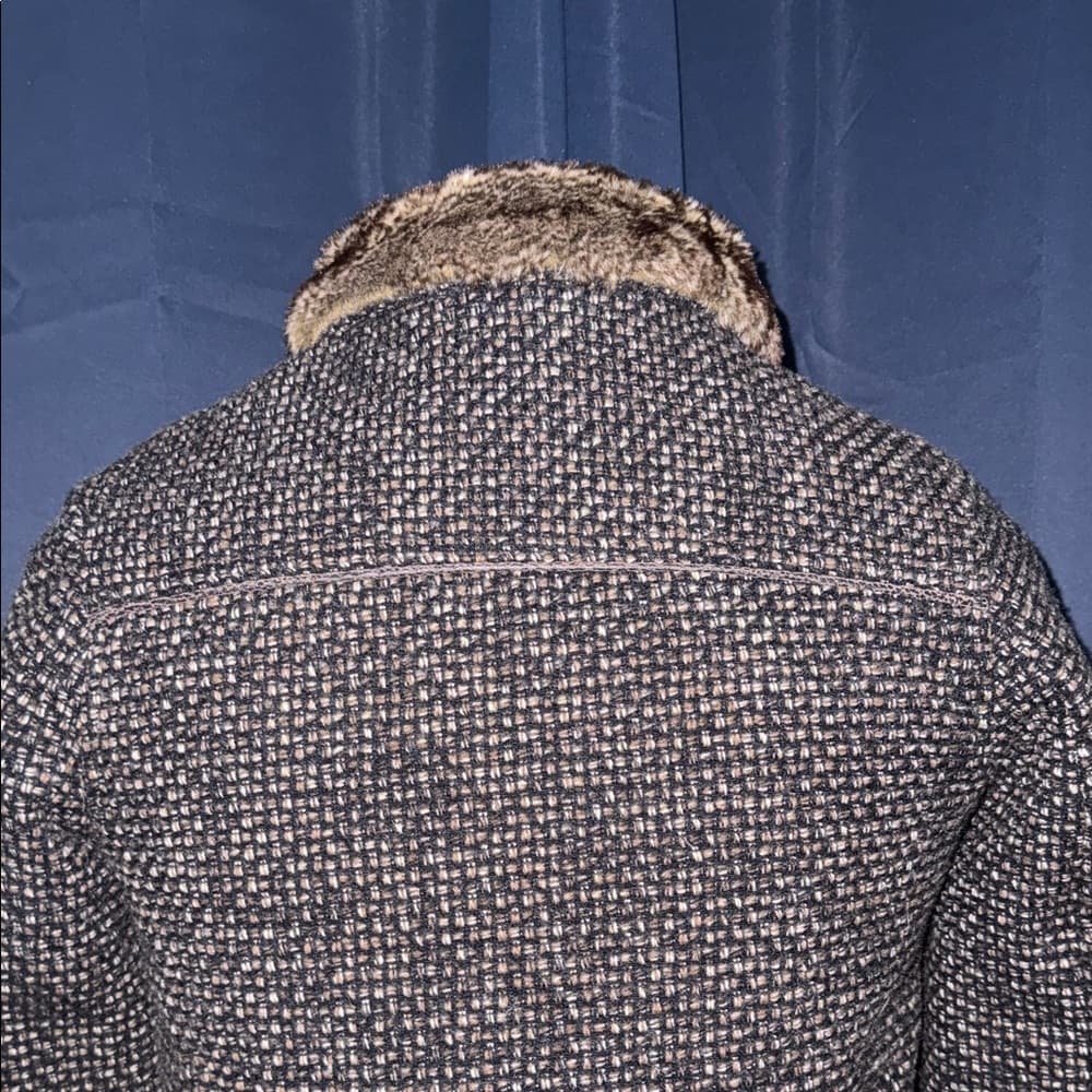 Women's Gray Tweed Jacket with Faux Fur Trim - Thumbnail 6