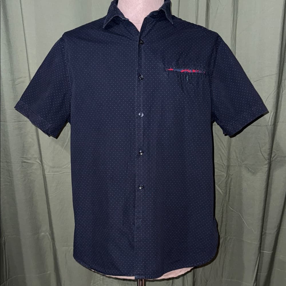Denim & Flower Dark Blue Men's Casual Button Down Shirt - Thumbnail 7
