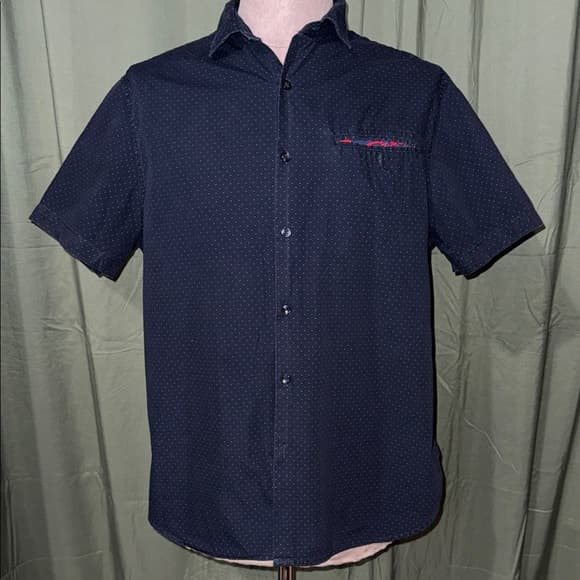 Denim & Flower Dark Blue Men's Casual Button Down Shirt - Thumbnail 8