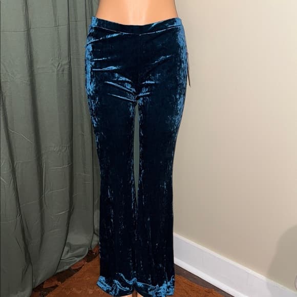 Hot Kiss Blue Velvet Flare Pants - Thumbnail 6