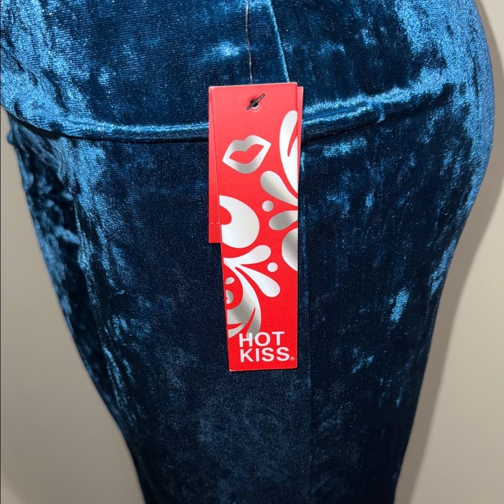 Hot Kiss Blue Velvet Flare Pants - Thumbnail 4