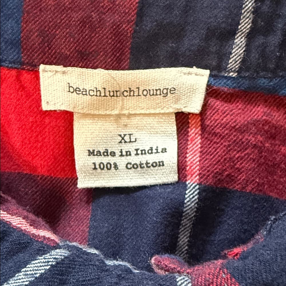 beachlunchlounge Red and Blue Plaid Button-Down Shirt - Thumbnail 2