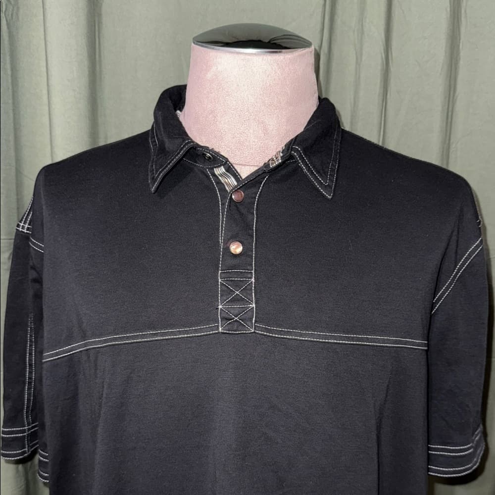 Bugatchi Black Polo with Contrast Stitching