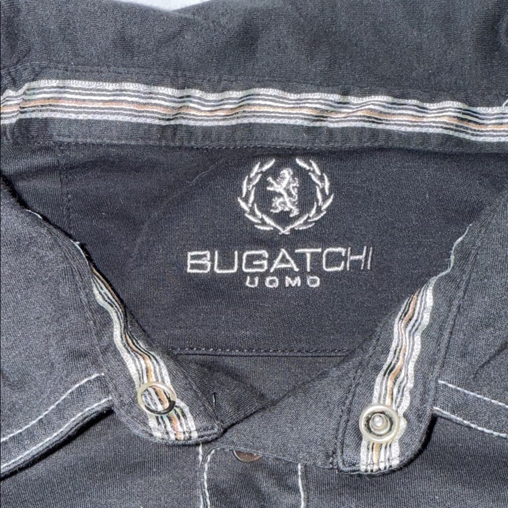Bugatchi Black Polo with Contrast Stitching - Thumbnail 6
