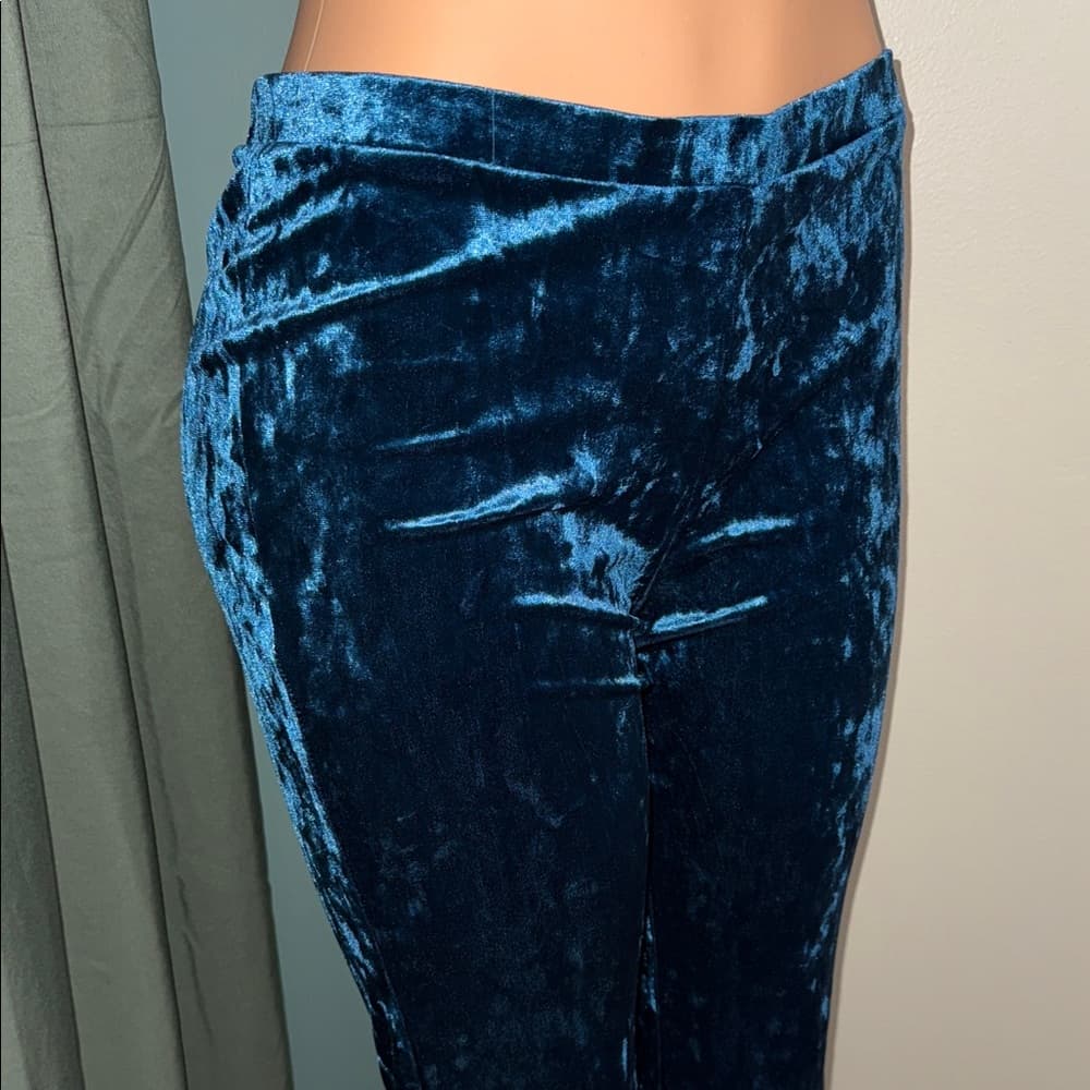 Hot Kiss Blue Velvet Flare Pants