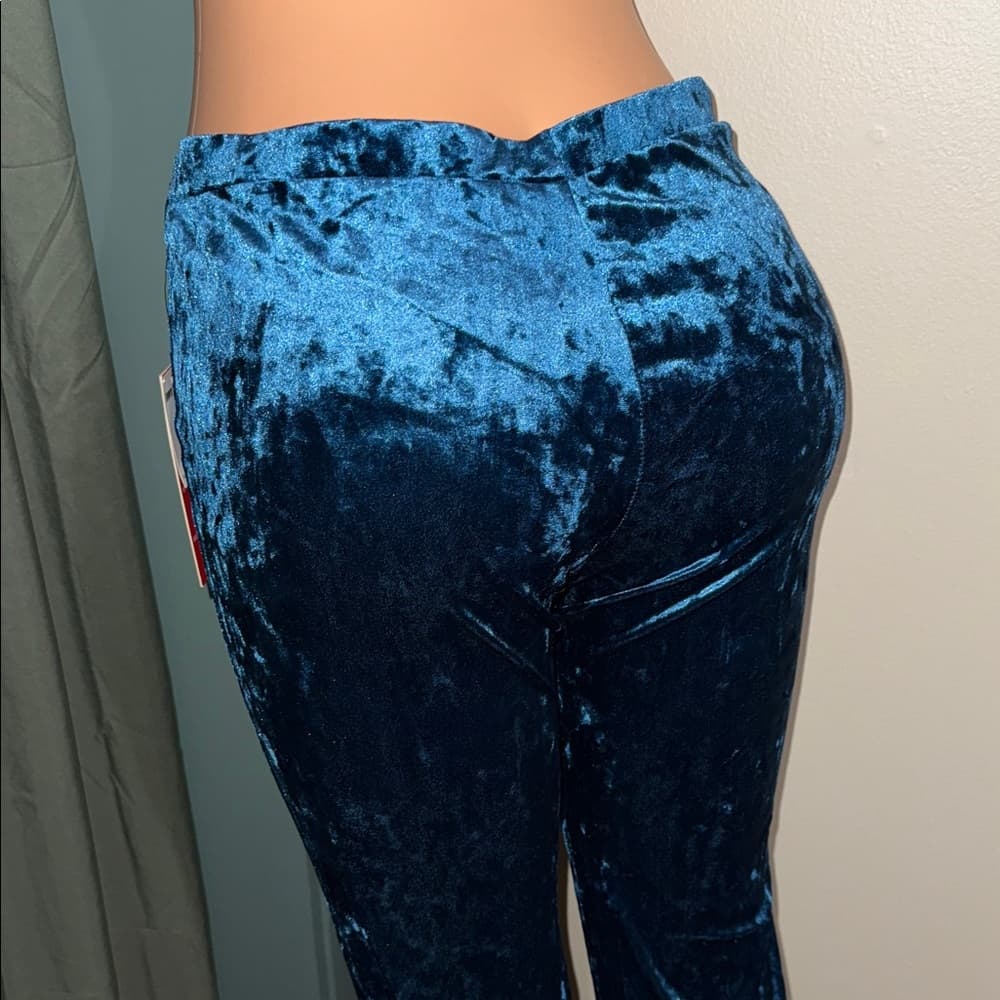 Hot Kiss Blue Velvet Flare Pants - Thumbnail 2