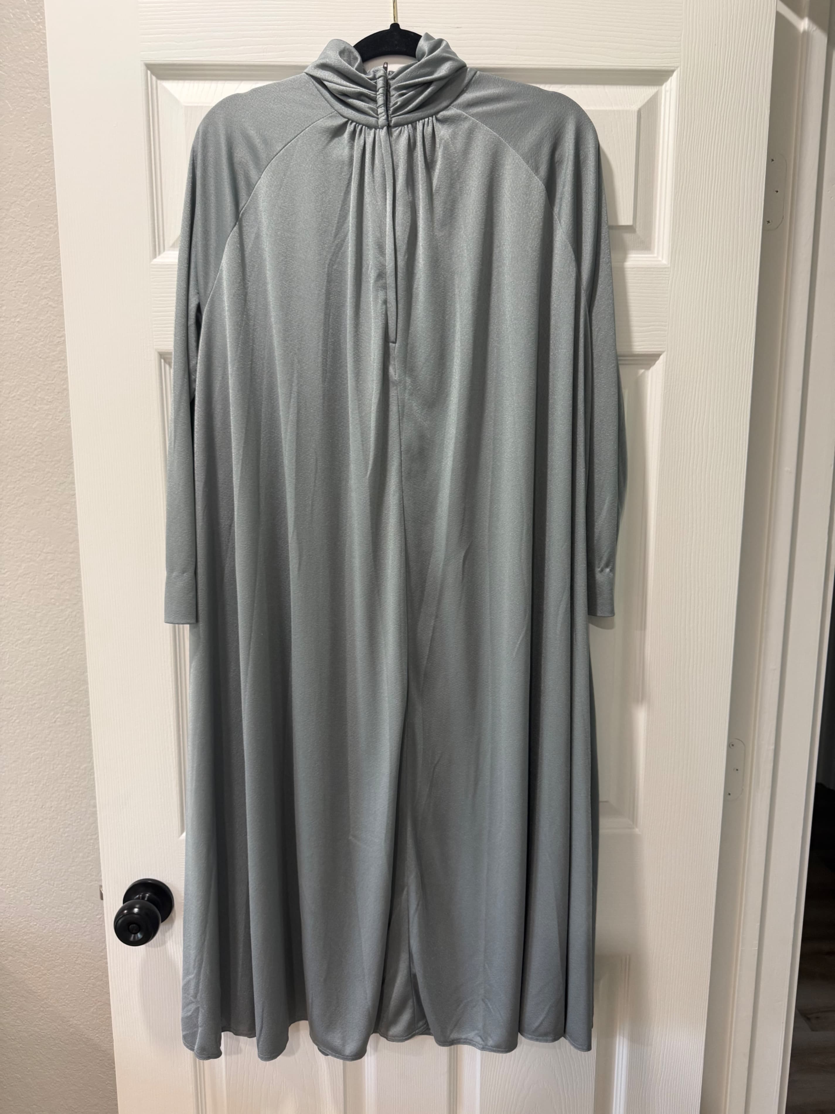 Gray Long Sleeve Maxi Dress with Turtleneck - Thumbnail 2