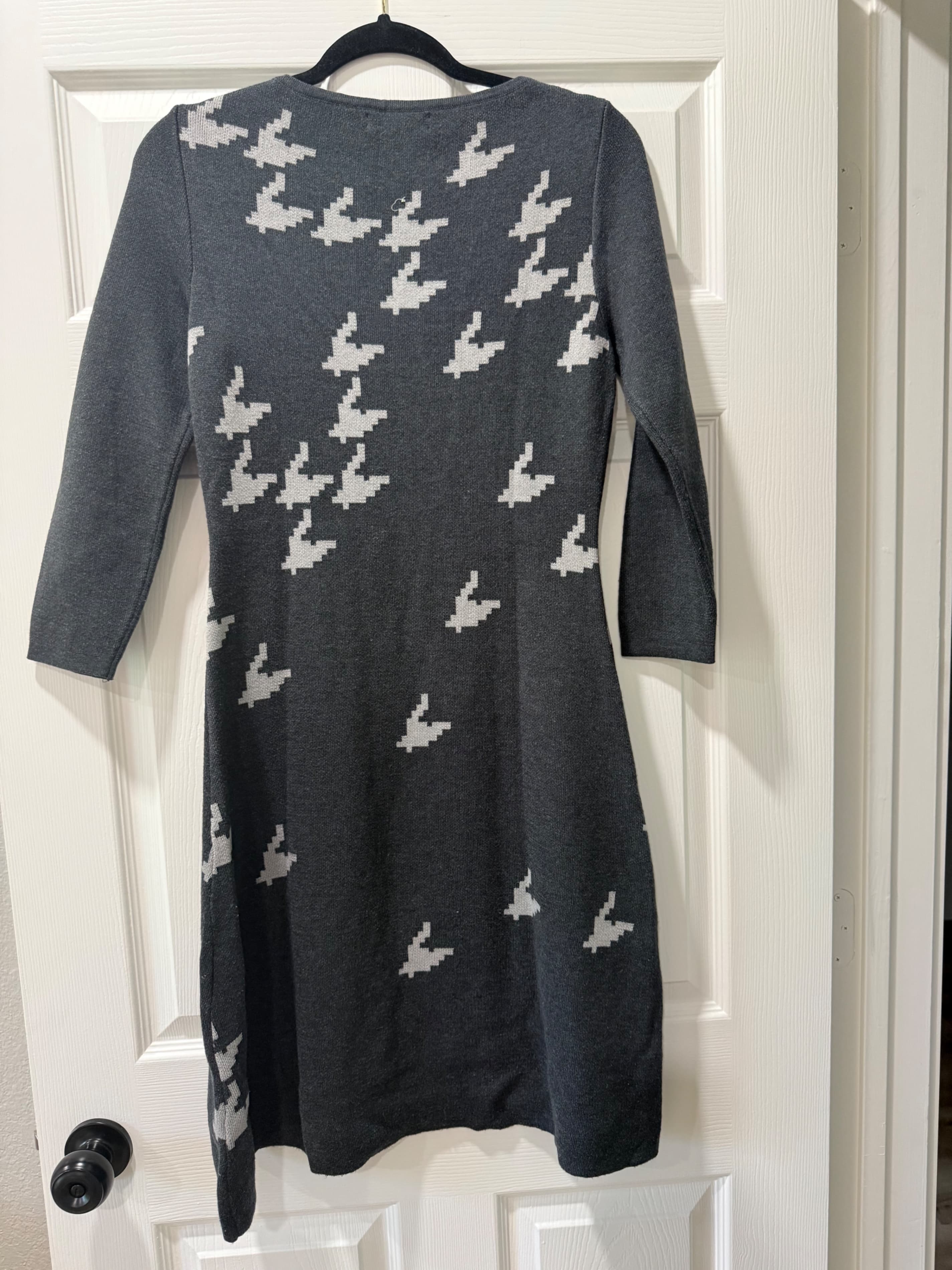 Nine West Gray Knit Dress with Bird Pattern Size S - Thumbnail 5