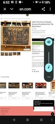 Prescott Chaplin Woodcut Print 'The Market Place' Framed Figures Market Art - Thumbnail 3