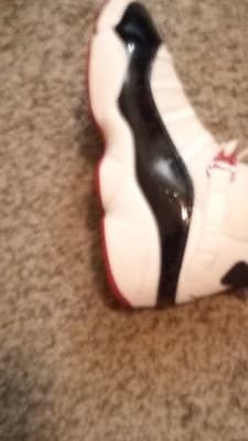 Jordan 11 Black/White/Red High Top Athletic Shoes Men's Lace Up - Thumbnail 4