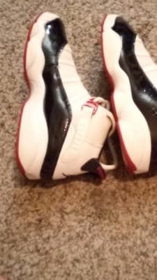 Jordan 11 Black/White/Red High Top Athletic Shoes Men's Lace Up - Thumbnail 5