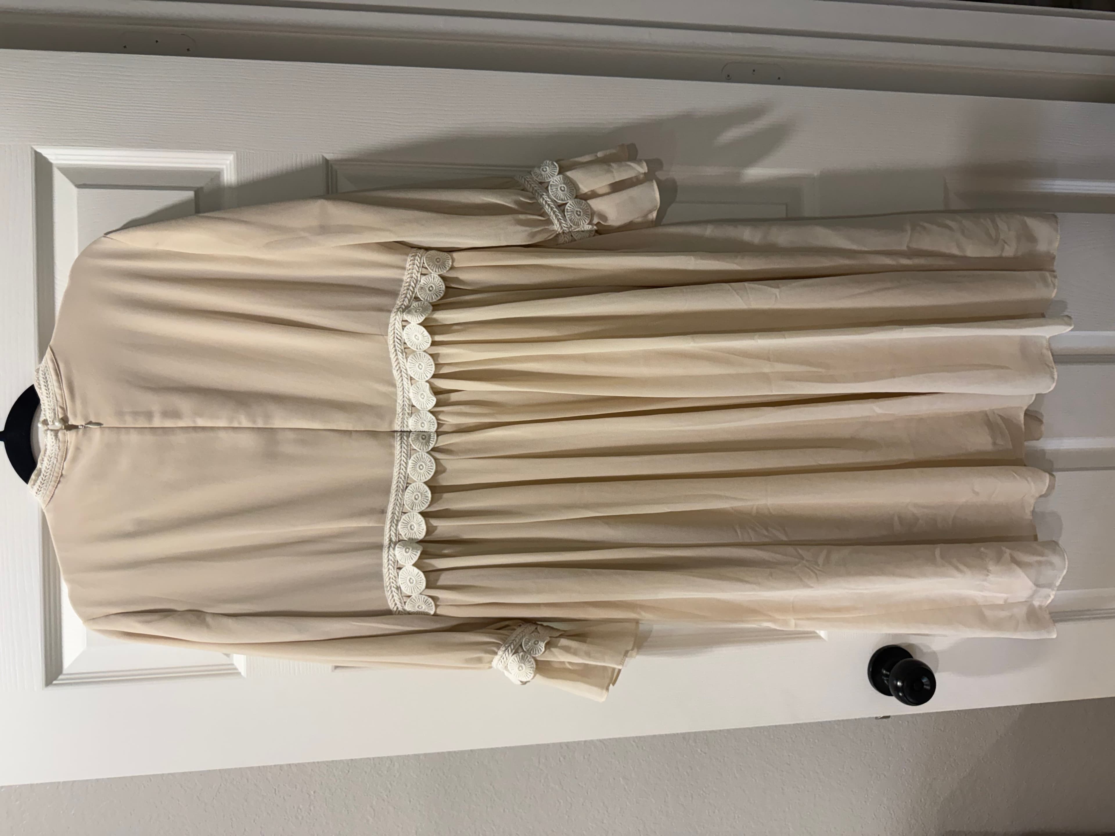 Dainty Jewels Vintage Cream Lace Long Sleeve Dress XL - Thumbnail 2