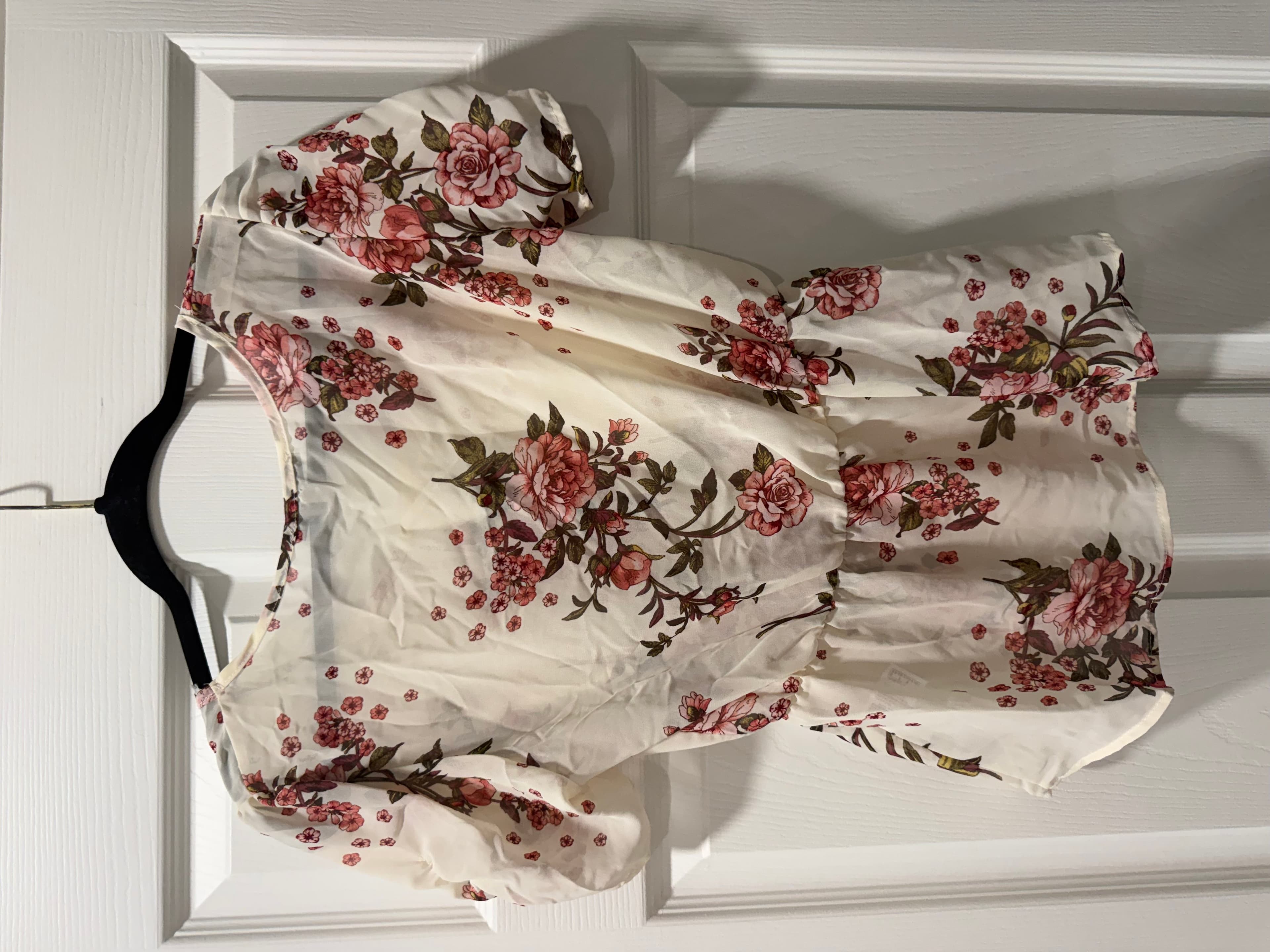NWT Papaya Floral Peplum Top Ivory Size M - Thumbnail 3