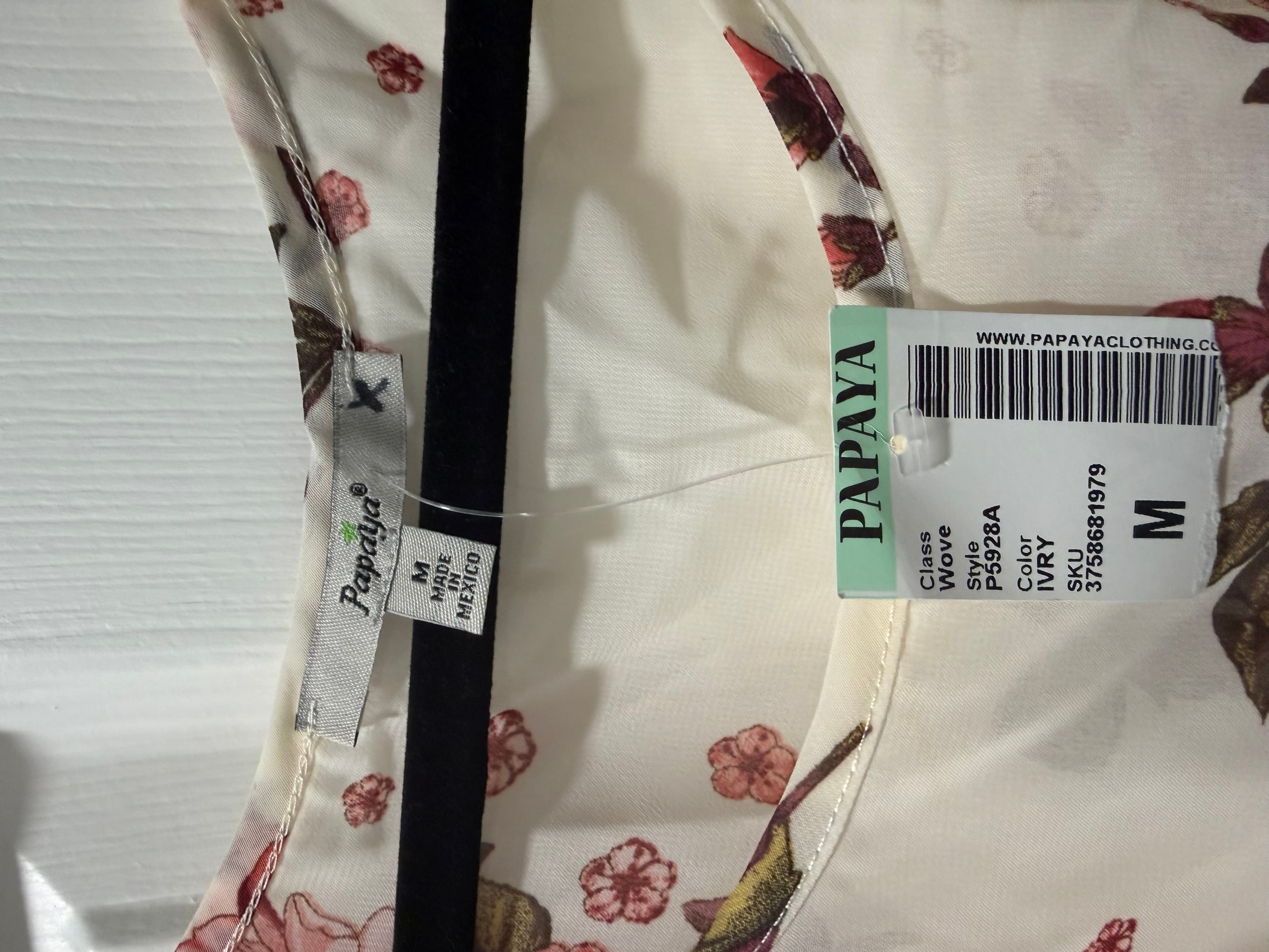 NWT Papaya Floral Peplum Top Ivory Size M - Thumbnail 2