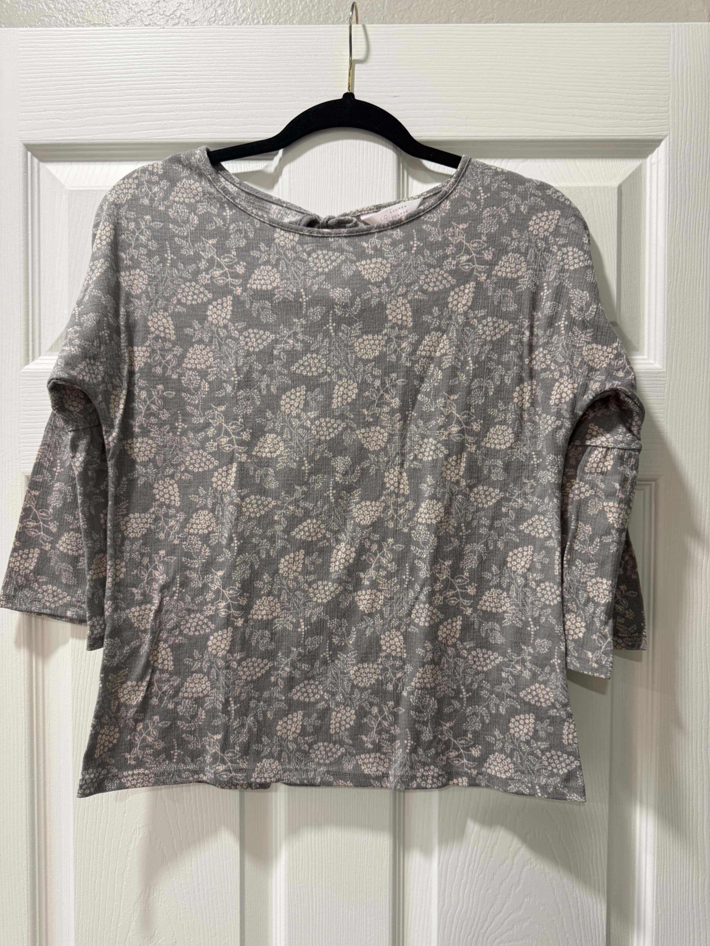 Lauren Conrad Floral Print Bell Sleeve Blouse with Tie Back XS - Thumbnail 2