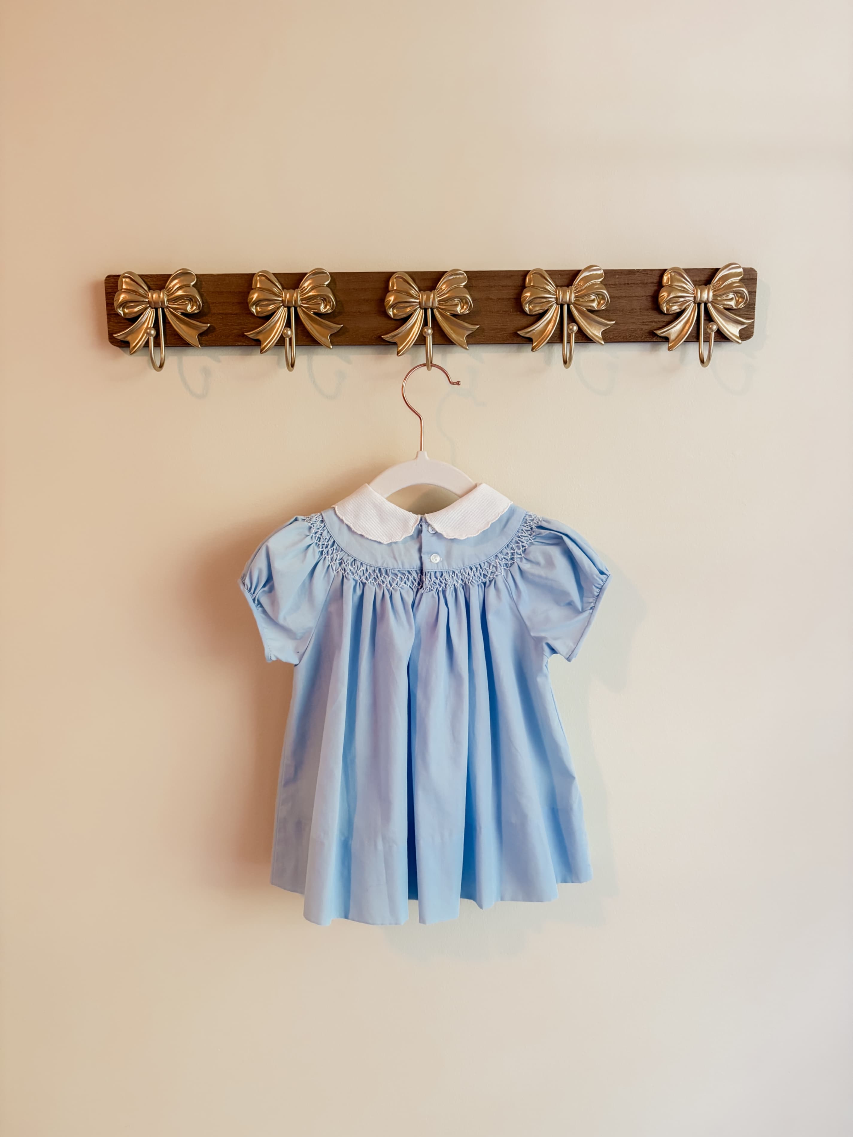 Nannette size 18 months Blue Smocked Baby Dress with Peter Pan Collar - Thumbnail 2