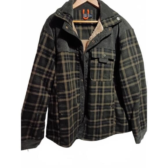 Men's Plaid Jacket with Sherpa Lining, Size XL - Thumbnail 5