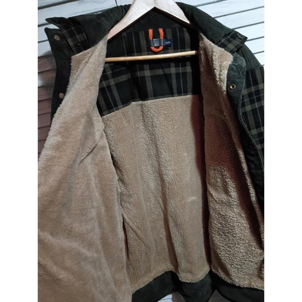 Men's Plaid Jacket with Sherpa Lining, Size XL - Thumbnail 2
